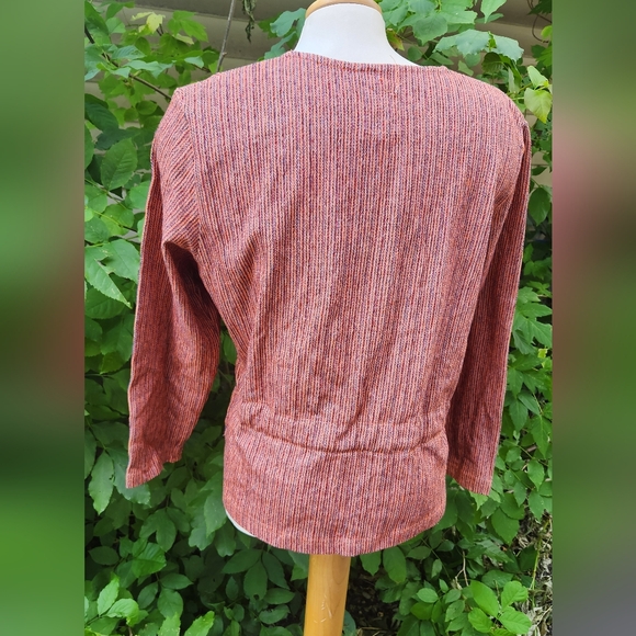 The Earth Collection Rust Large Tartan Striped Blazer Sweater Cotton - Picture 3 of 8